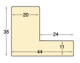 Schattenfugenleiste Jelutong Breite 44 Höhe 35mm Schwarz Silb - Profil