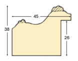 Bilderleiste Ayous Breite 45 Höhe 38 mm Gold Reliefdekor - Profil