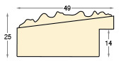 Bilderleiste keilgezinkte Pinie roh m. Ornament H.25mm B.49 Falz 14 - Profil