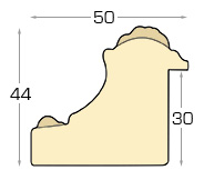 Bilderleiste keilgezinkte Tanne 50 mm breit 44 hoch Gold Dekor - Profil