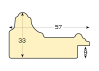 Bilderleiste keilgezinkte Pinie 57mm breit 33mm hoch, Kupfer - Profil