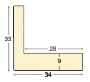 Schattenfugenleiste Tanne Breite 34 Höhe 33mm Weiss - Profil