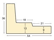 Schattenfugenleiste keilgezinkte Pinie Breite 54 Höhe 36mm Schwarz mat - Profil