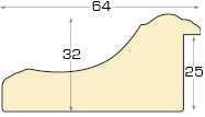 Bilderleisten aus PVC - Breite 84mm Höhe 32mm - Gold weisse Rille - Profil