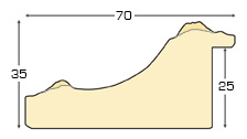 Bilderleiste Schicht-Pinie Breite 70 mm Höhe 35 mm Gold weisse Rille - Profil