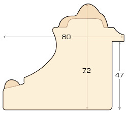 Bilderleiste keilgezinkte Tanne 80mm breit 72 hoch Goldrelief - Profil