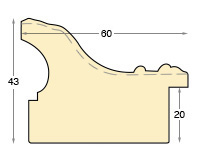 Bilderleiste Schicht-Tanne roh m. Ornament H.43mm B.60 Falz 20 - Profil