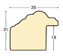 Bilderleiste Ayous Breite 35 mm Gold mit rotem Zopfmotiv - Profil