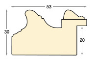 Bilderleiste Schicht-Tanne roh m. Ornament H.30mm B.53 Falz 20 - Profil