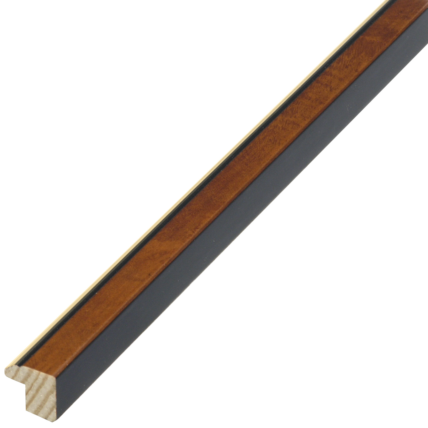 Bilderleiste furniert 15 mm breit 14 hoch - Nuss mit Golsstreifen