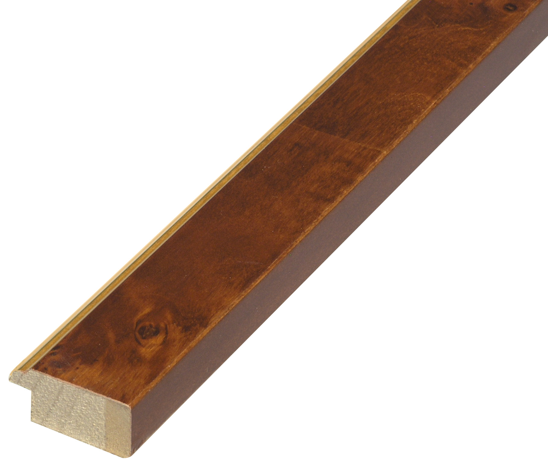 Bilderleiste furniert 30 mm breit 15 hoch - Nuss mit Golsstreifen