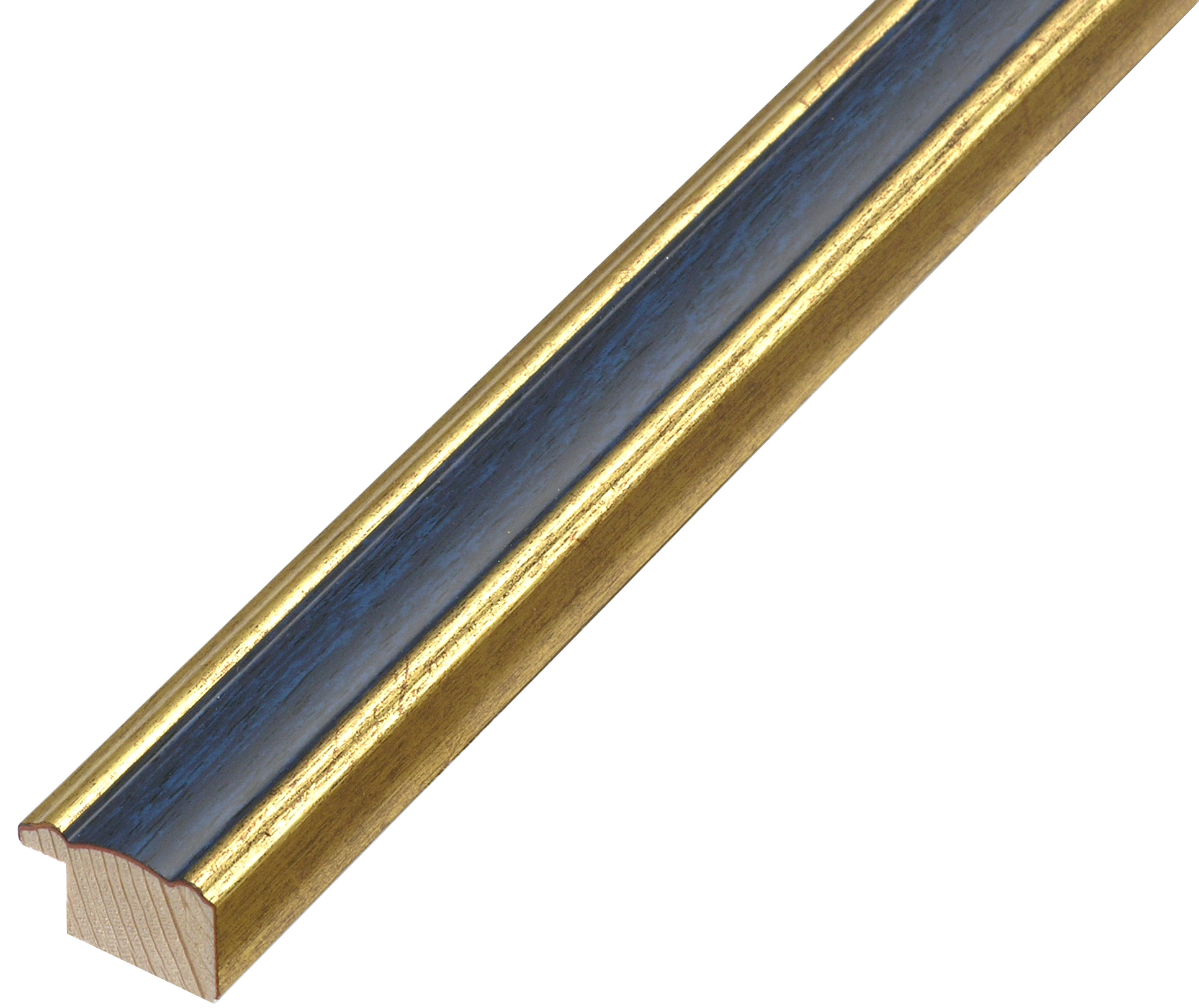 Bilderleiste keilgezinkte Pinie 24mm breit 13mm hoch - Gold mit Blau