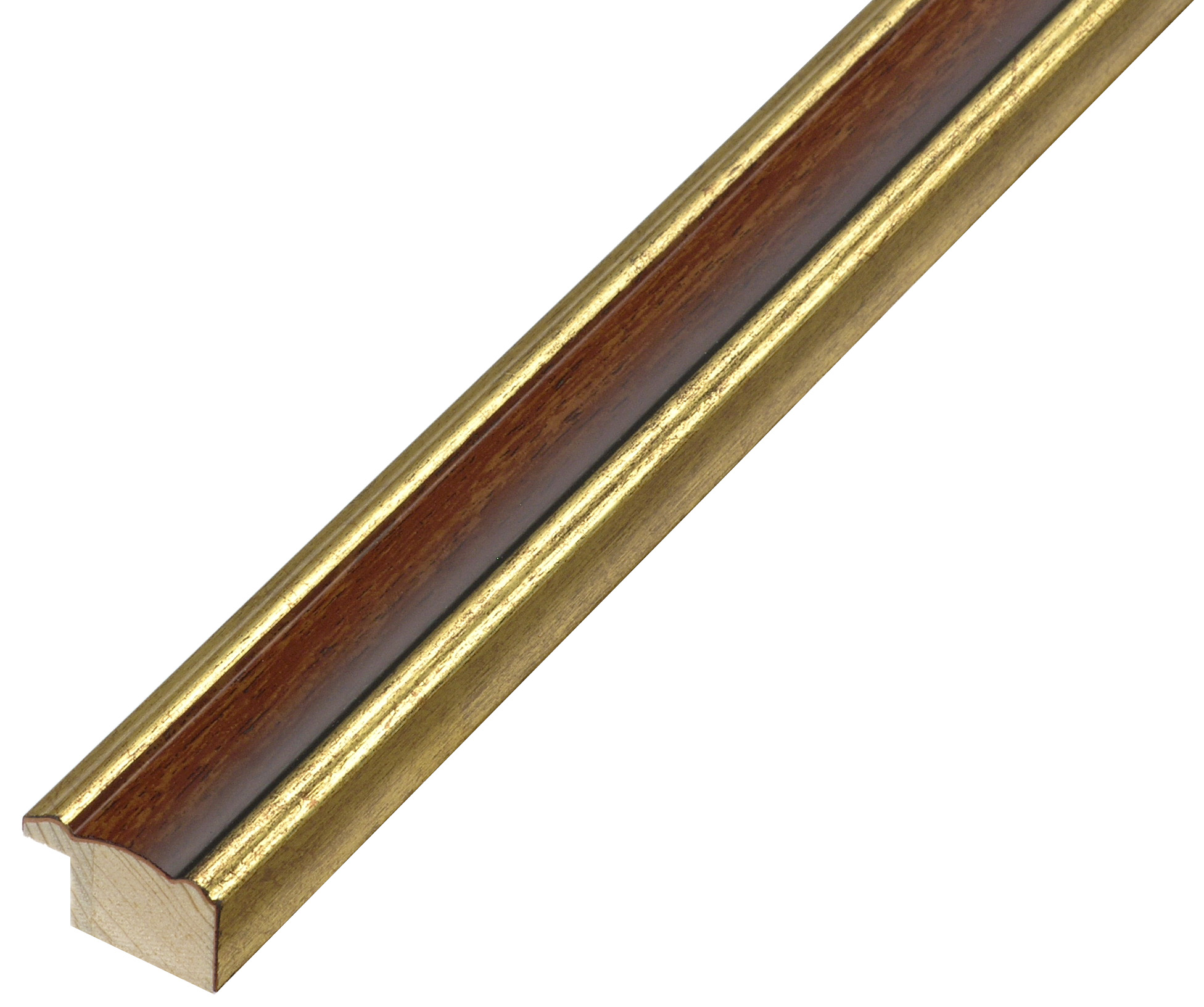 Bilderleiste keilgezinkte Pinie 24mm breit 13mm hoch - Gold mit Braun