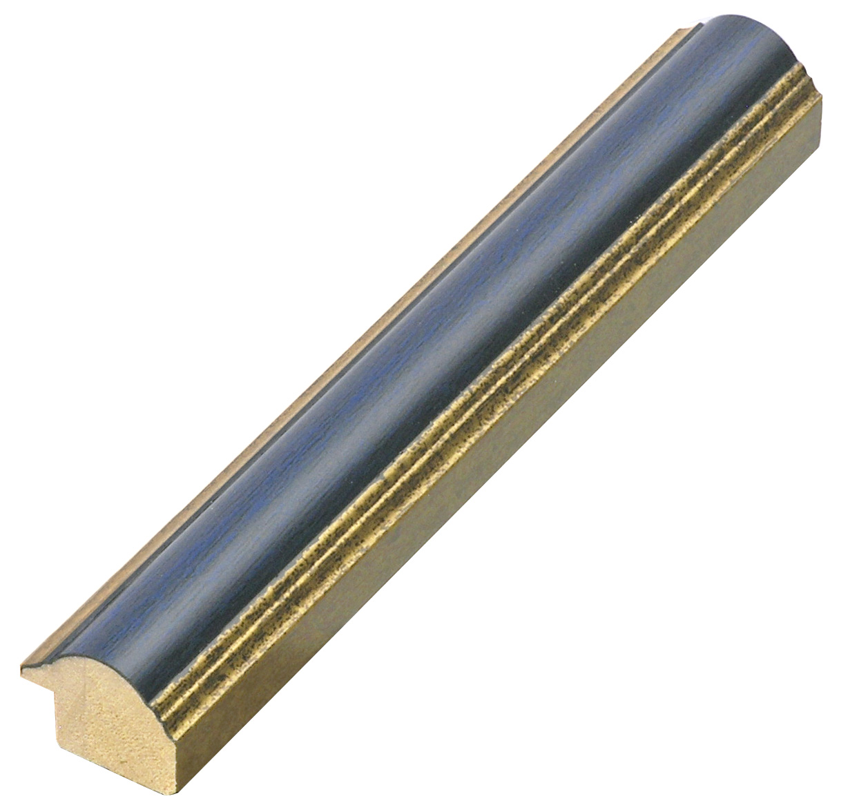 Bilderleiste keilgezinkte Pinie 25mm breit 19 hoch Blau mit Goldlinie