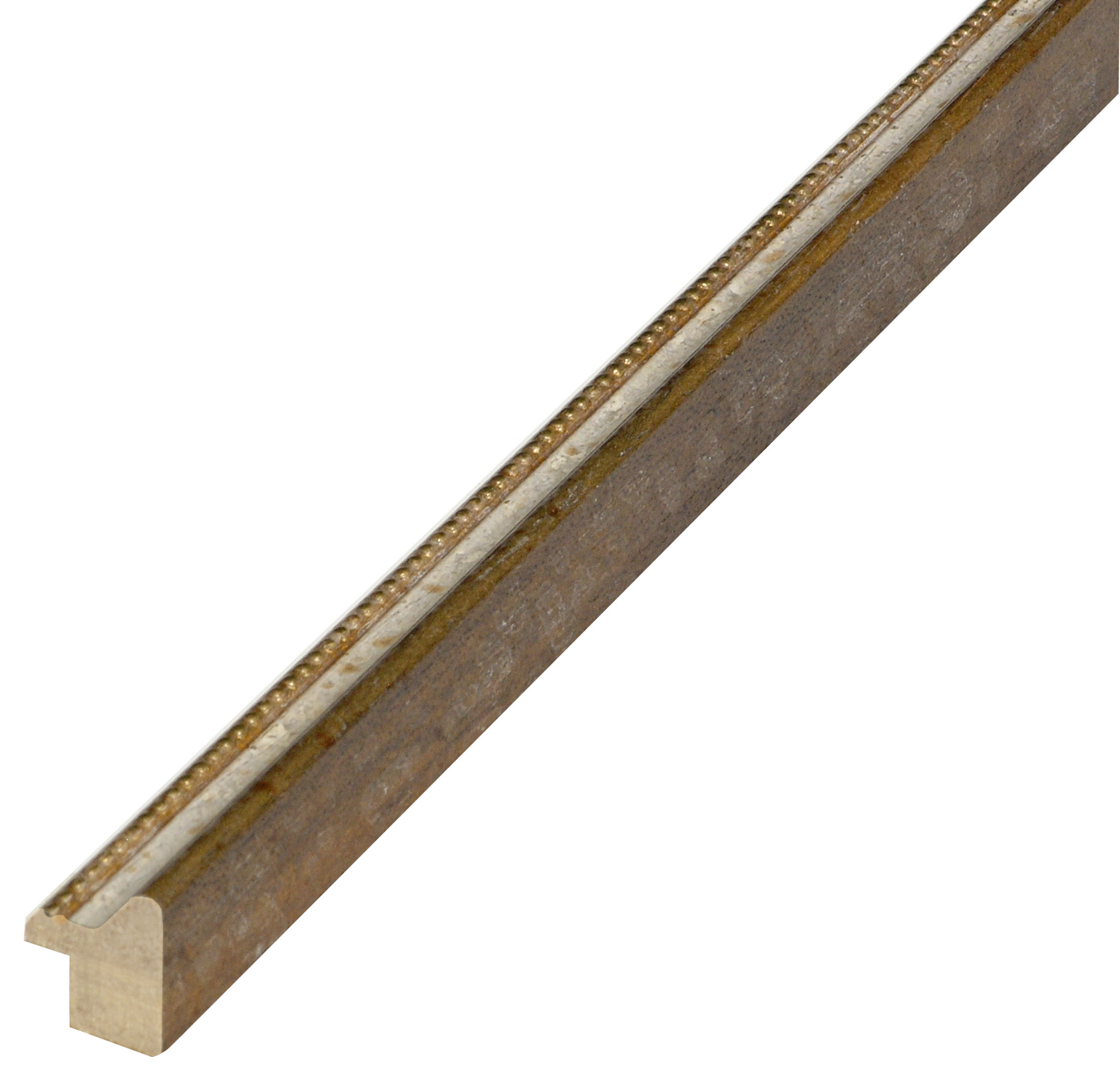 Bilderleiste Ayous 15 mm breit 18 hoch Nuss weisse Rille Goldstreifen