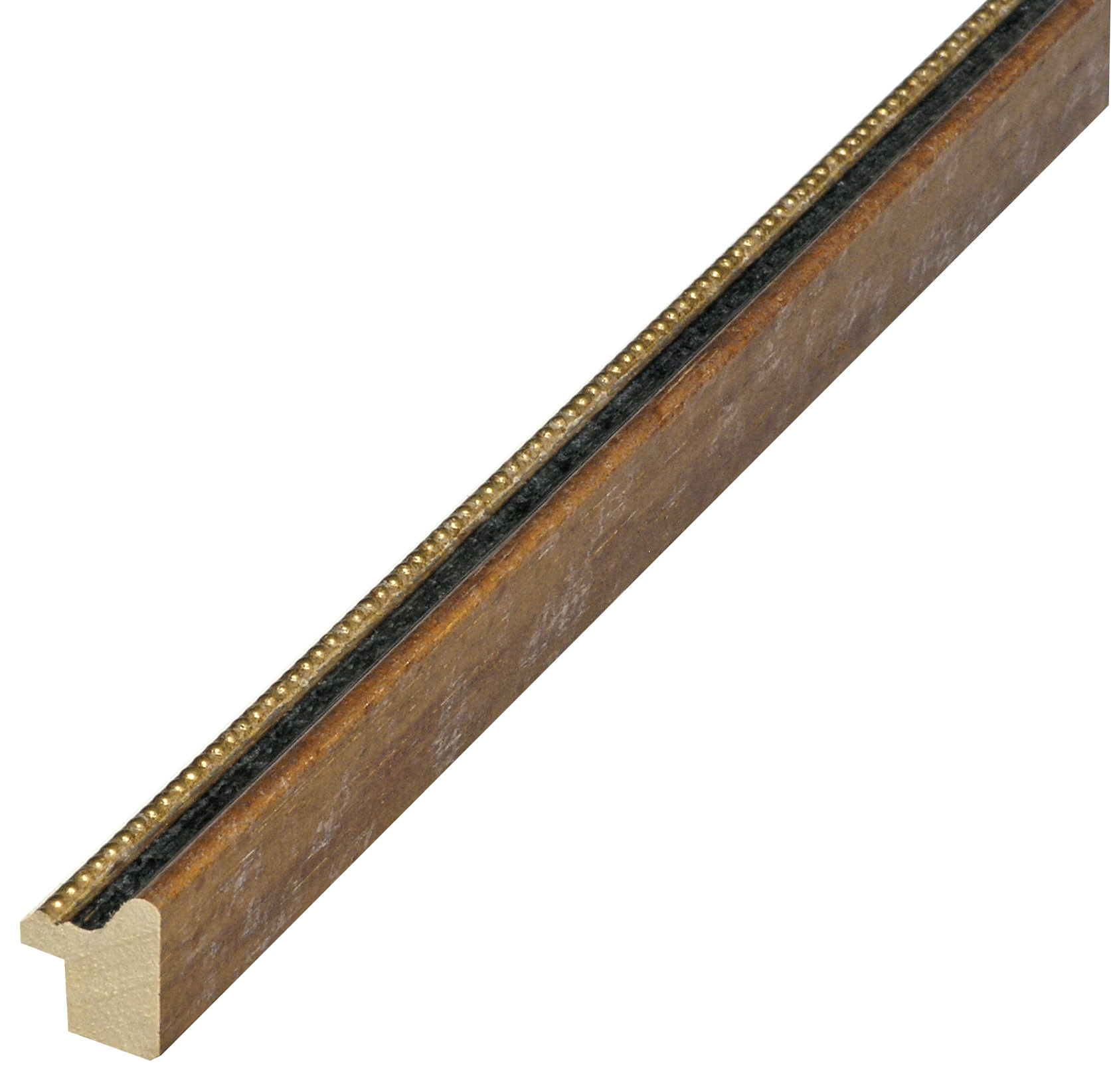 Bilderleiste Ayous 15 mm breit 18 hoch Nuss graue Rille Goldstreifen