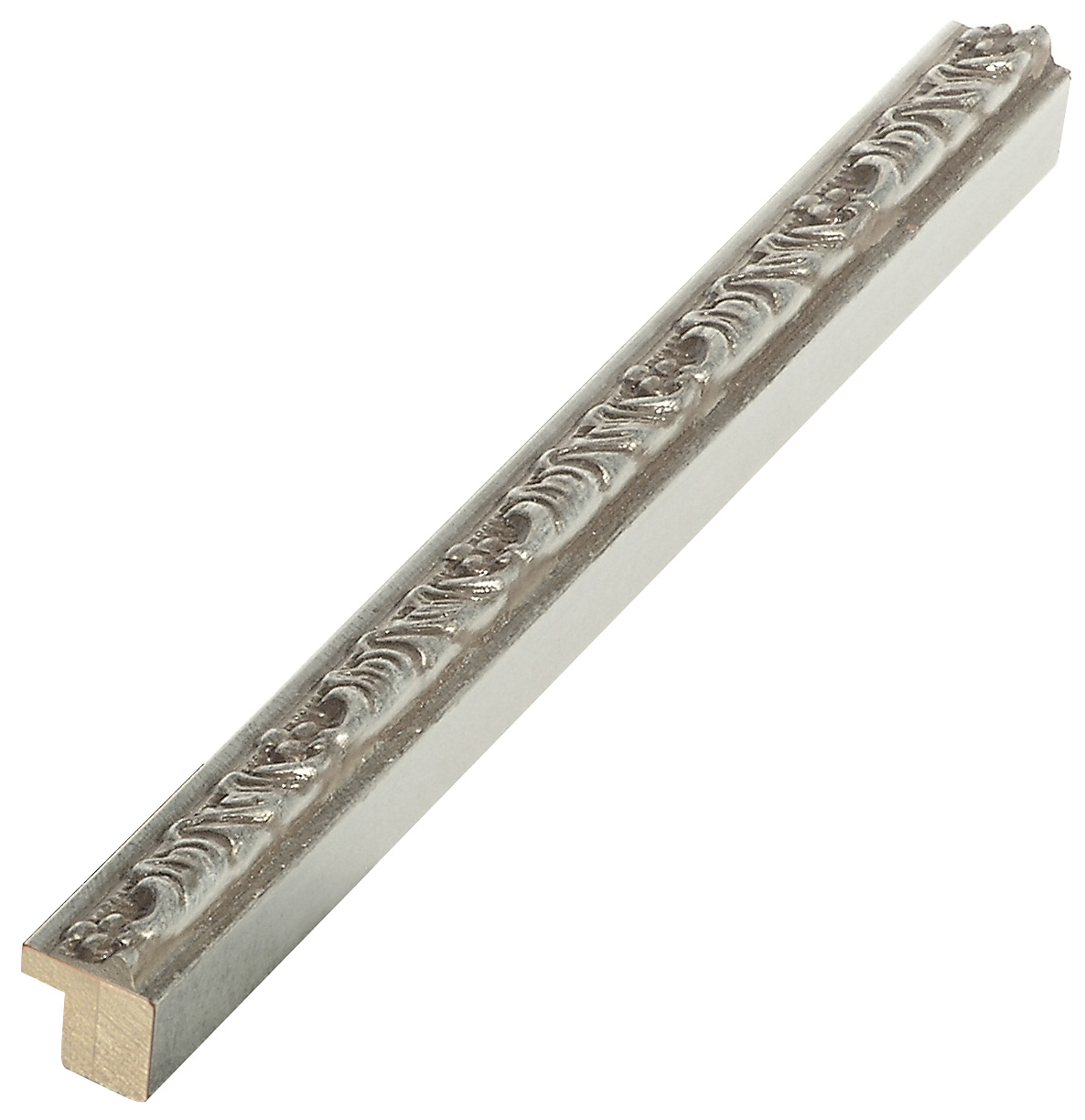 Bilderleiste keilgezinkte Pinie 16 mm breit 16 mm hoch Silber verziert