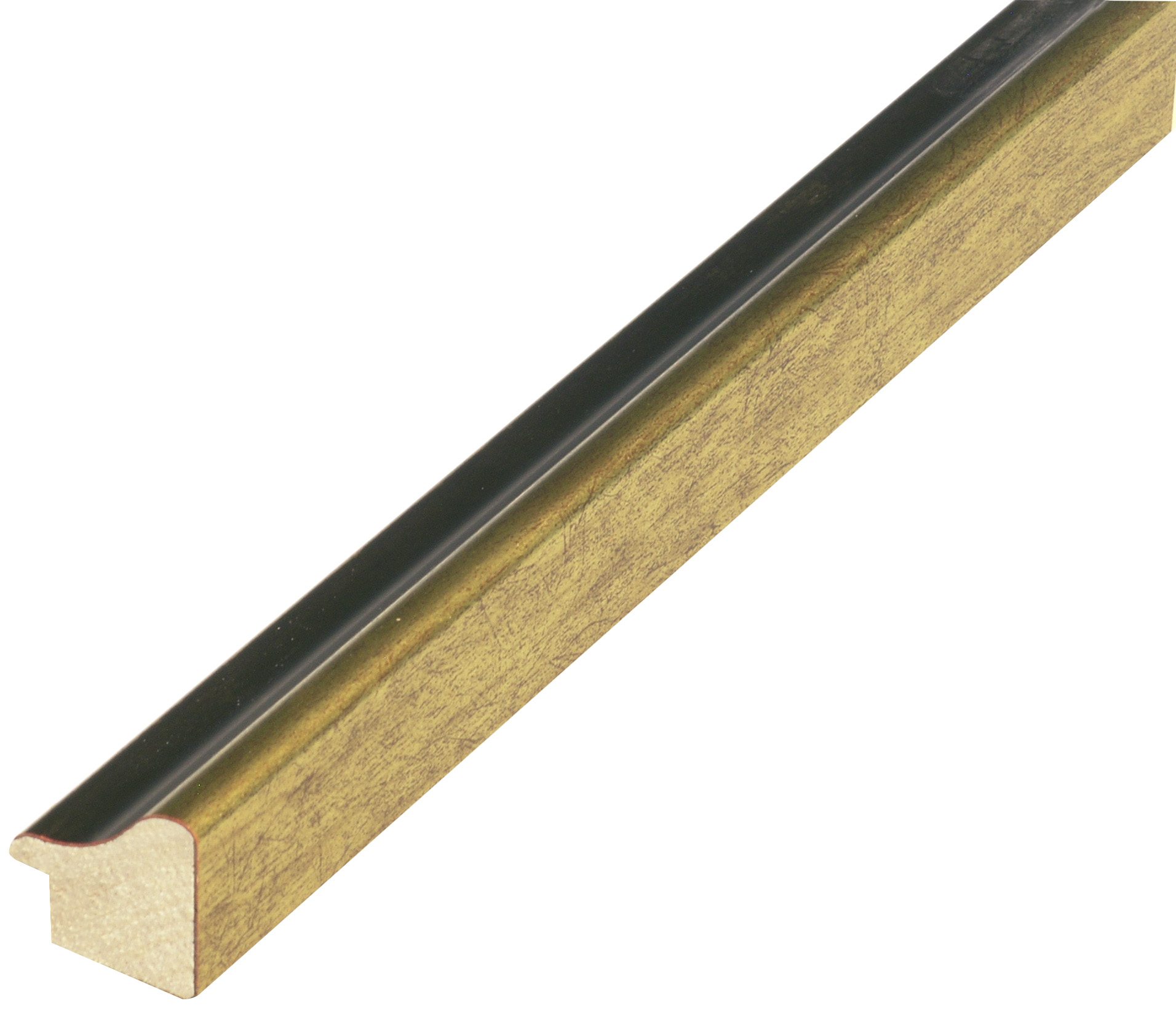 Bilderleiste keilgezinkte Pinie 23 mm breit 22mm hoch - Gold mit Schwarz