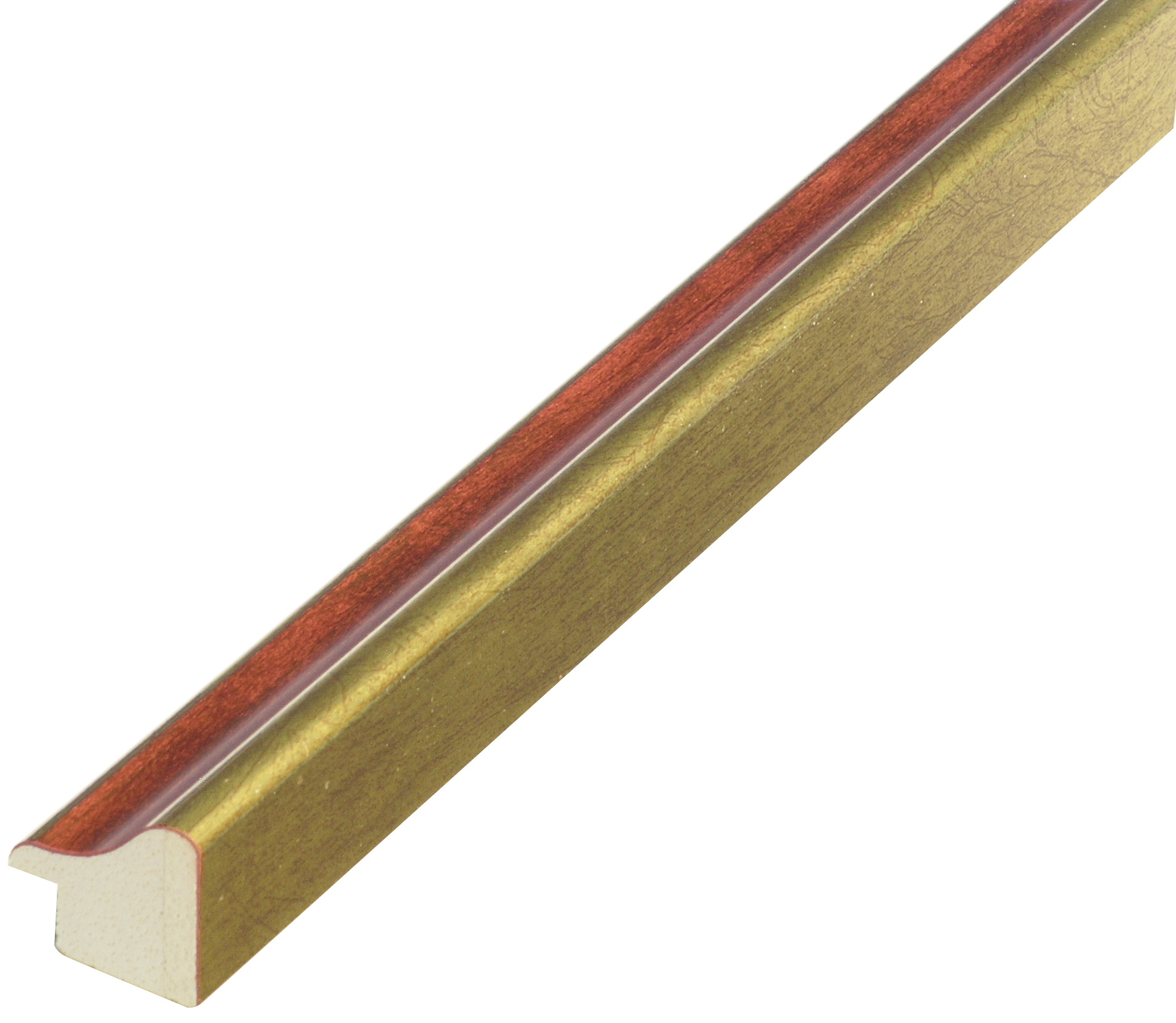 Bilderleiste keilgezinkte Pinie 23 mm breit 22mm hoch - Gold mit Rot