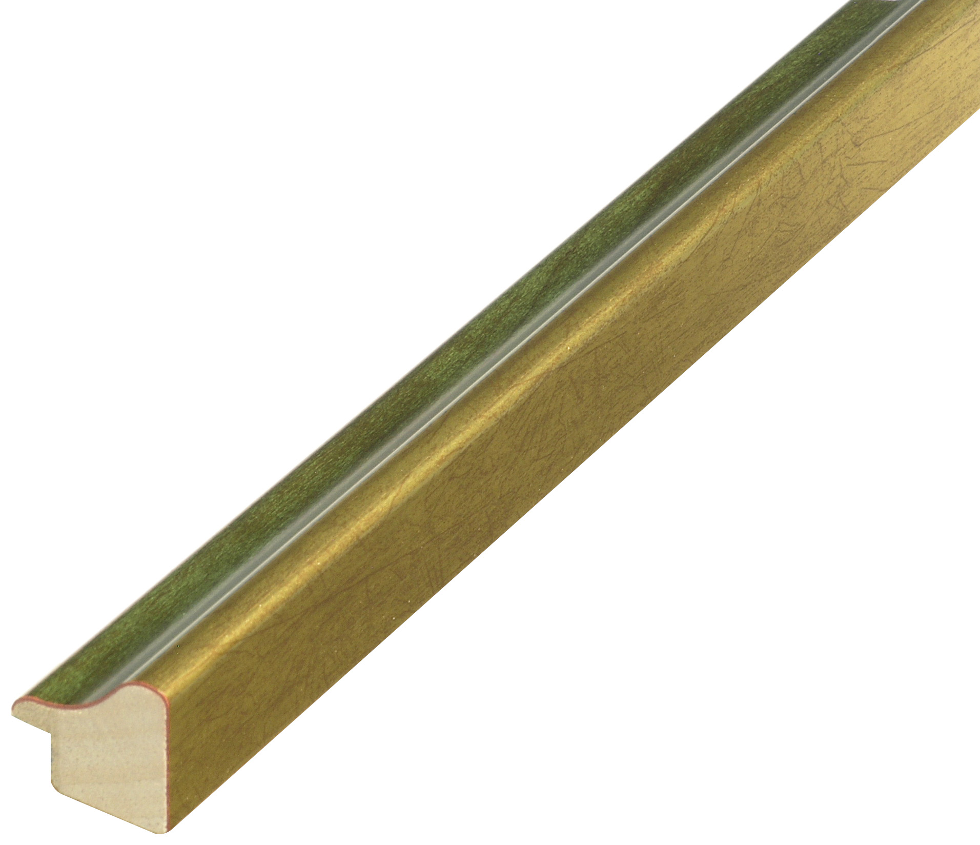 Bilderleiste keilgezinkte Pinie 23 mm breit 22mm hoch - Gold mit Grün