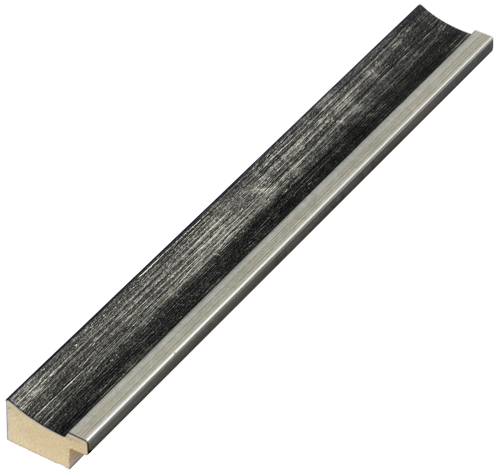 Bilderleiste keilgezinkte Pinie 25mm breit 15mm hoch - Schwarz m. Silber