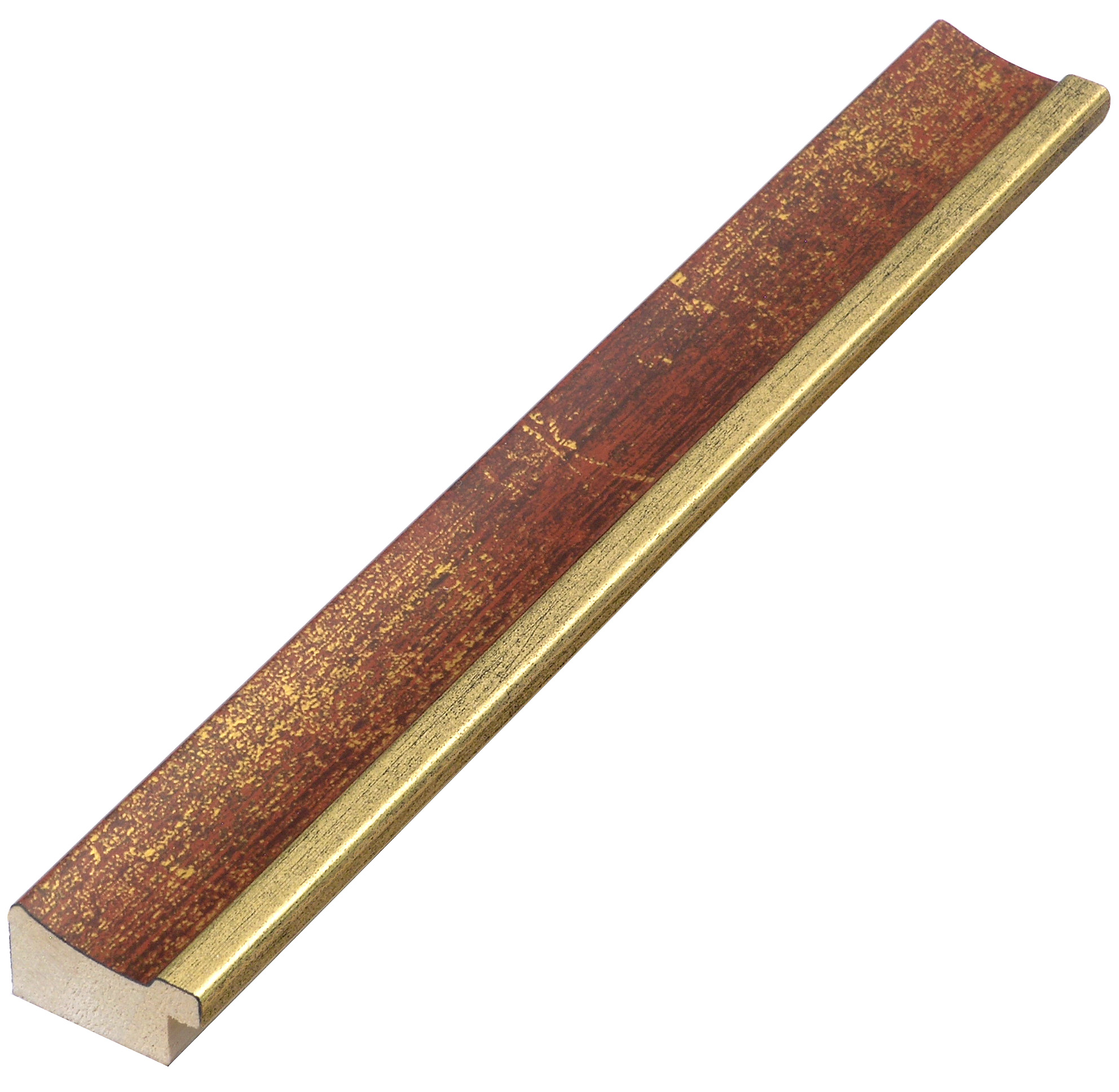 Bilderleiste keilgezinkte Pinie 25mm breit 15mm hoch - Gold mit Rot