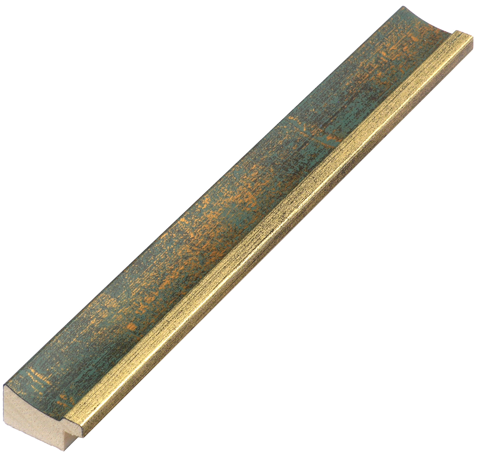 Bilderleiste keilgezinkte Pinie 25mm breit 15mm hoch - Gold mit Grün