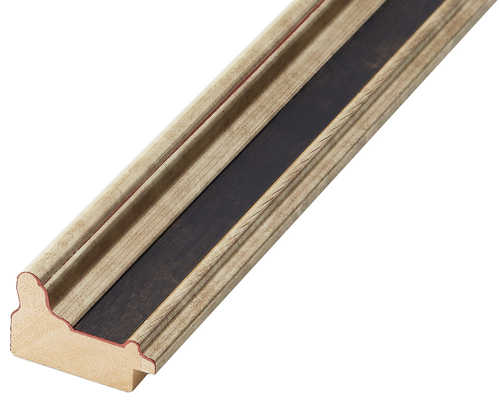 Bilderleiste keilgezinktes Pinie 34 mm breit 22 hoch Silber Schwarz