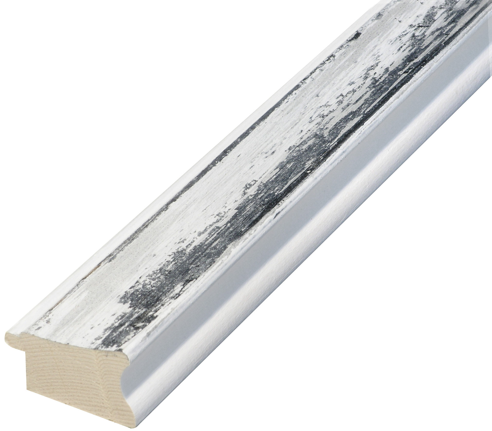 Bilderleiste keilgezinkte Tanne 40 mm breit 23 mm hoch Weiss-Grau