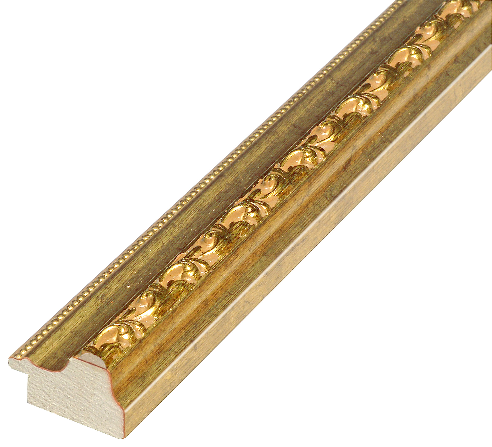 Bilderleiste keilgezinkte Pinie Breite 32 mm 22hoch Gold Reliefverzier