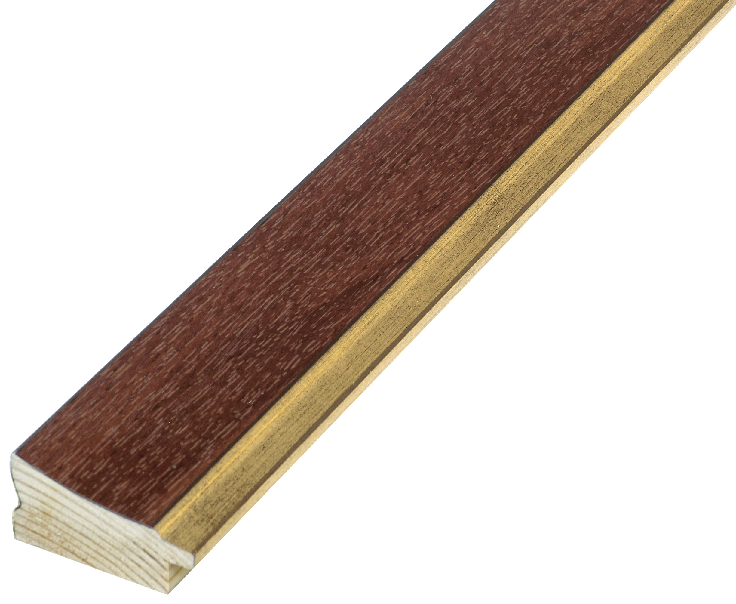 Bilderleiste keilgezinkte Pinie 43 mm breit 22 mm hoch - Braun mit Gold