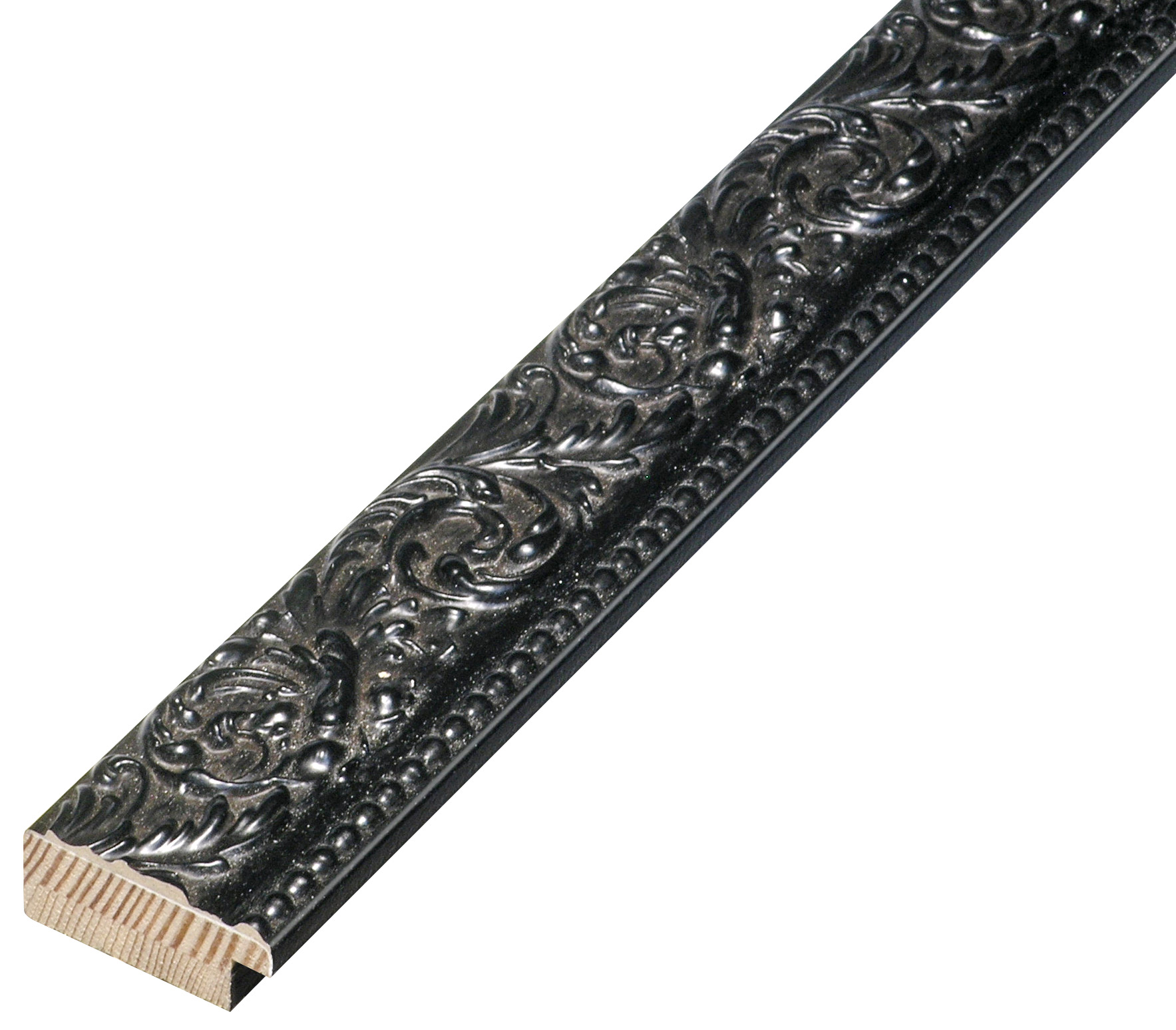 Bilderleiste Kiefer 40 mm breit 19 mm hoch - Schwarz mit Goldrand