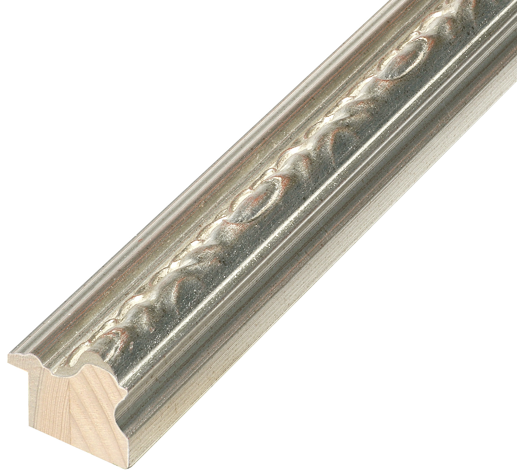 Bilderleiste Kiefer 40 mm breit 38 mm hoch - Weiss mit Verzierung