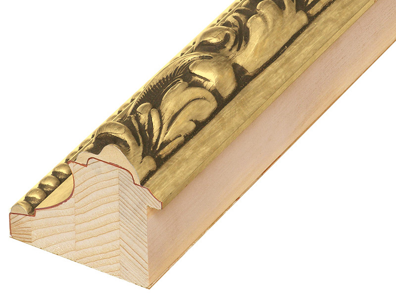 Bilderleiste keilgezinkte Tanne 80mm breit 72 hoch Goldrelief