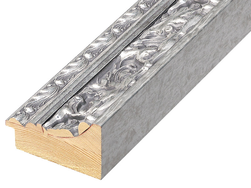 Bilderleiste keilgezinkte Tanne 82 mm breit 49 mm hoch - Silber verziert